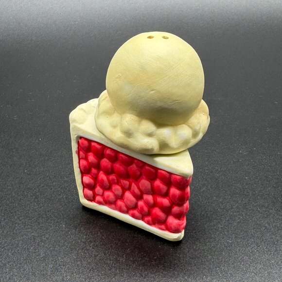 Vintage Bisque Salt and Pepper Shakers Cherry Pie Slice and Ice Cream - Picture 1 of 6